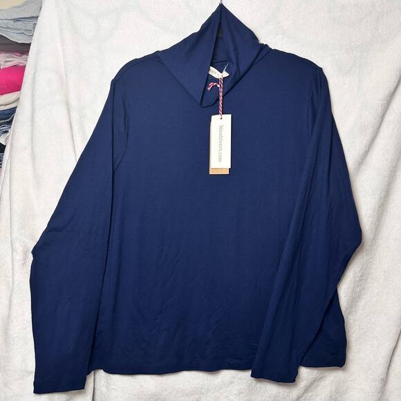Woolovers Slim Polo‎ Neck Top in Navy Blue Size XL - Picture 1 of 12